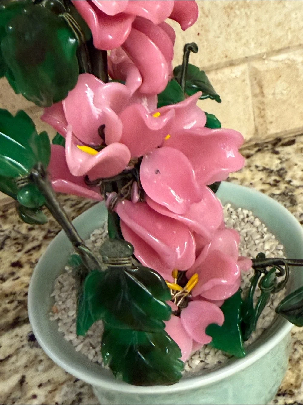 Pink Faux Floral Topiary in Ceramic Pot